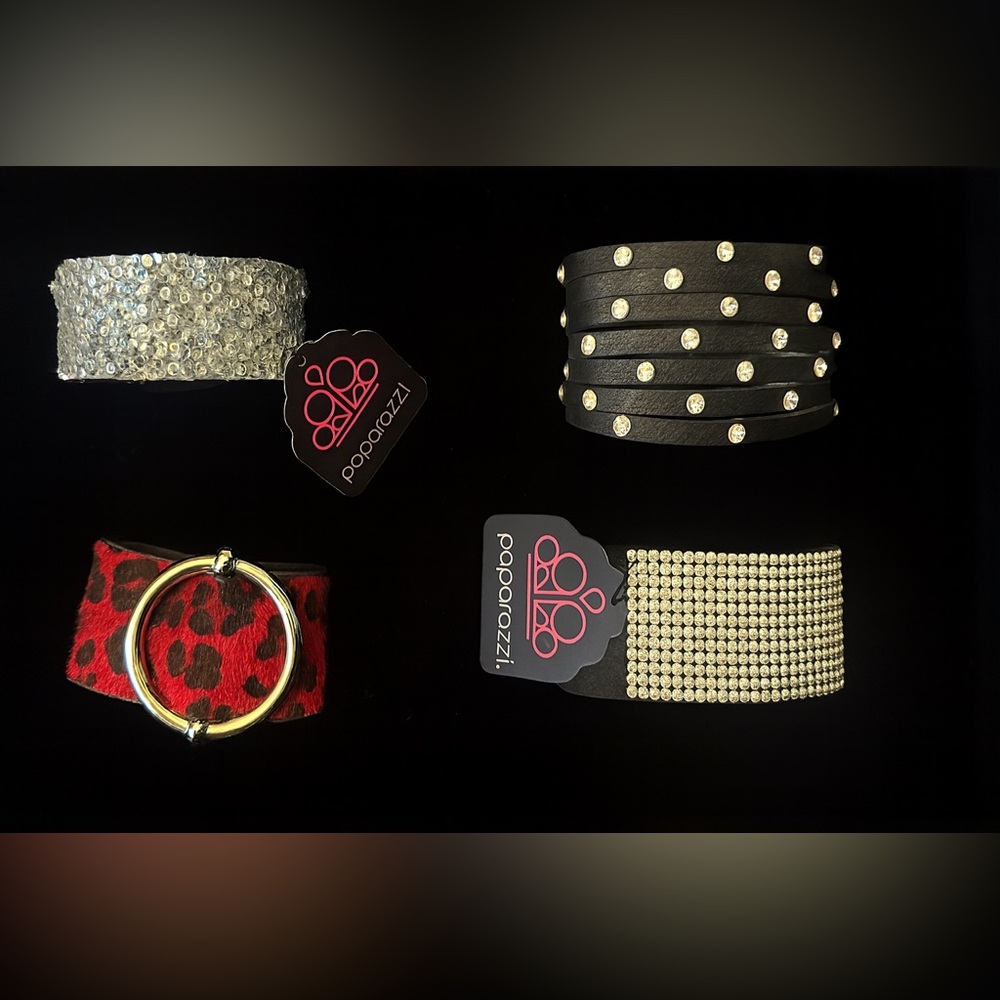 Paparazzi Black, Silver, and Red Women's Bracelets Set